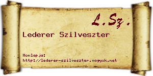 Lederer Szilveszter névjegykártya